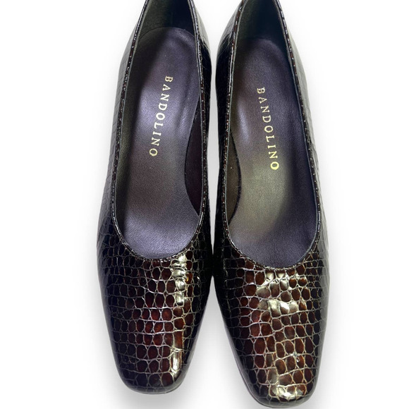 Bandolino Snake Embossed Dark Brown Pumps Heels | Sz 5.5 | Made in Spain - Picture 3 of 13